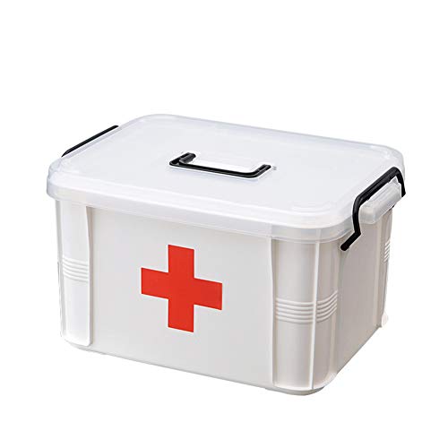 Herbests Erste-Hilfe-Koffer Hausapotheke Box Medizinkoffer Plastik Aufbewahrungskasten Medizin Box mit Griff herausnehmbarem Ablagefach Arzneimittelbox Medikamentenbox Organizer mit Deckel,Groß