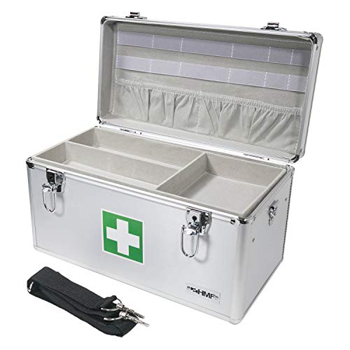 HMF 14701-09 Aluminum Medikamentenbox, Erste Hilfe Koffer mit Tragegriff